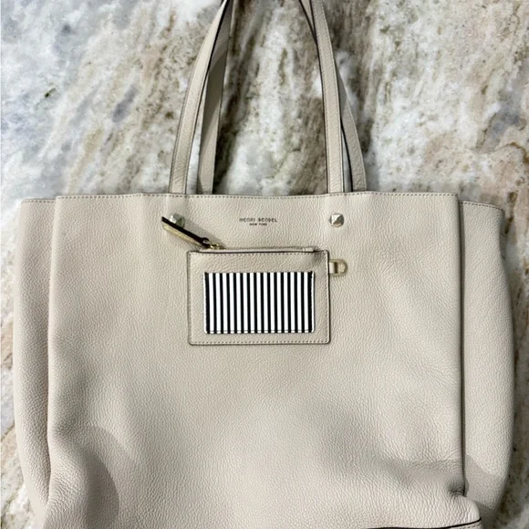 HENRI BENDEL Influencer Pebbled Leather Tote Feather Gray - Picture 5 of 13